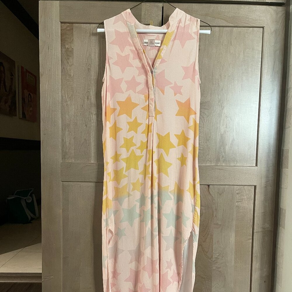 Mara Hoffman pink multi crepe sleeveless dress